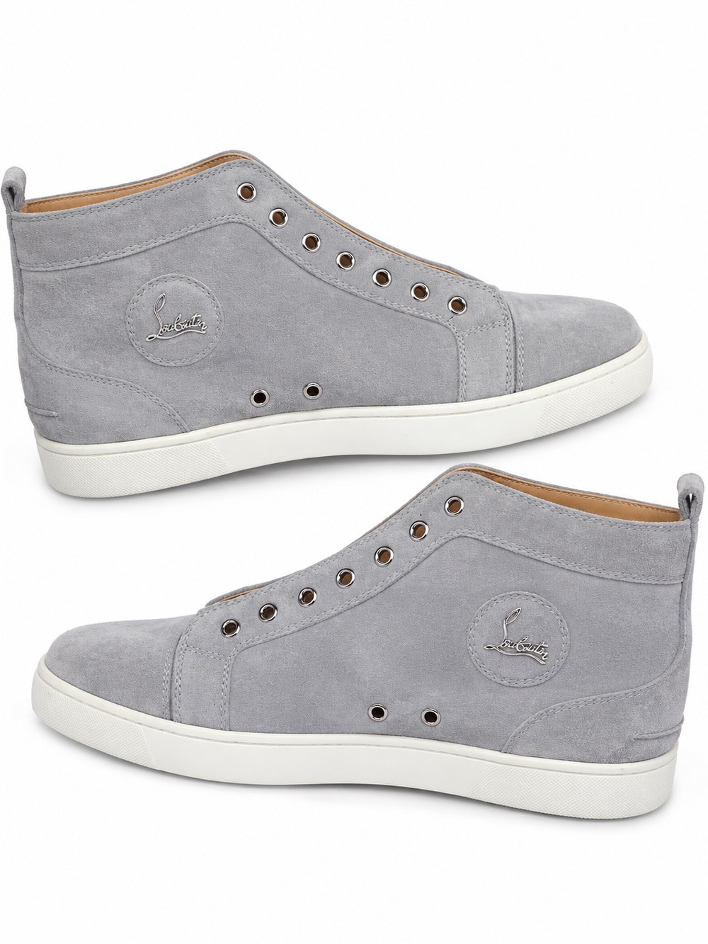 Christian Louboutin Louis Orlate Men’s Grey Suede High-Top Sneakers - Size 11